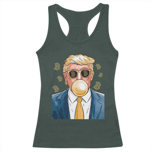 Trump Bitcoin Racerback Tank Top 2024 President Funny Golden Trump Bubble Gum TS10 Dark Forest Green Print Your Wear