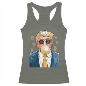 Trump Bitcoin Racerback Tank Top 2024 President Funny Golden Trump Bubble Gum TS10 Military Green Print Your Wear