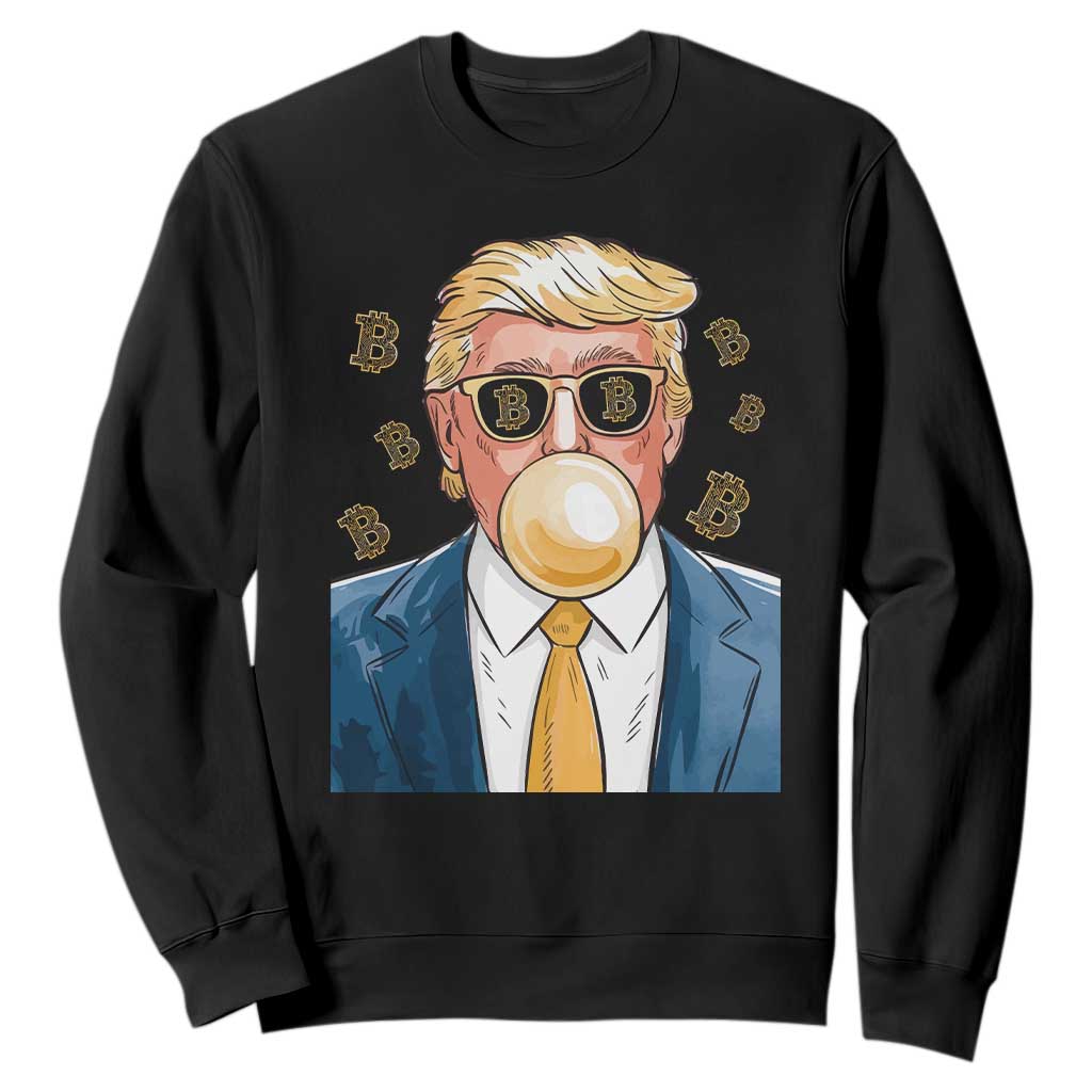 Trump Bitcoin Sweatshirt 2024 President Funny Golden Trump Bubble Gum TS10 Black Print Your Wear