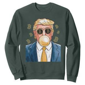 Trump Bitcoin Sweatshirt 2024 President Funny Golden Trump Bubble Gum TS10 Dark Forest Green Print Your Wear