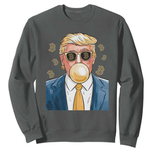 Trump Bitcoin Sweatshirt 2024 President Funny Golden Trump Bubble Gum TS10 Dark Heather Print Your Wear