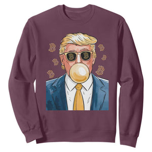 Trump Bitcoin Sweatshirt 2024 President Funny Golden Trump Bubble Gum TS10 Maroon Print Your Wear