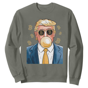 Trump Bitcoin Sweatshirt 2024 President Funny Golden Trump Bubble Gum TS10 Military Green Print Your Wear