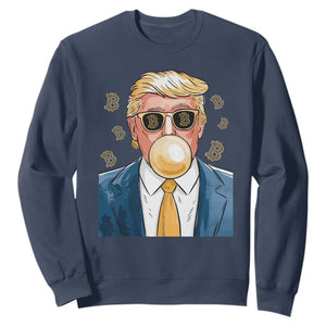 Trump Bitcoin Sweatshirt 2024 President Funny Golden Trump Bubble Gum TS10 Navy Print Your Wear