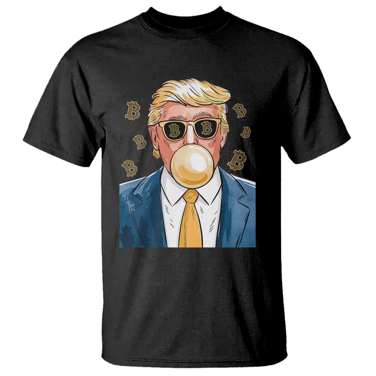 Trump Bitcoin T Shirt 2024 President Funny Golden Trump Bubble Gum TS10 Black Print Your Wear