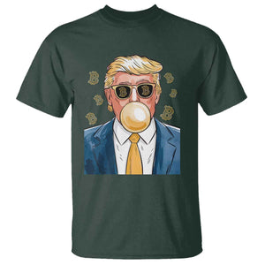 Trump Bitcoin T Shirt 2024 President Funny Golden Trump Bubble Gum TS10 Dark Forest Green Print Your Wear