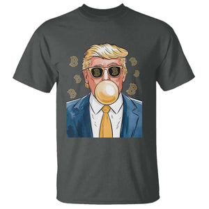 Trump Bitcoin T Shirt 2024 President Funny Golden Trump Bubble Gum TS10 Dark Heather Print Your Wear