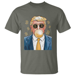 Trump Bitcoin T Shirt 2024 President Funny Golden Trump Bubble Gum TS10 Military Green Print Your Wear