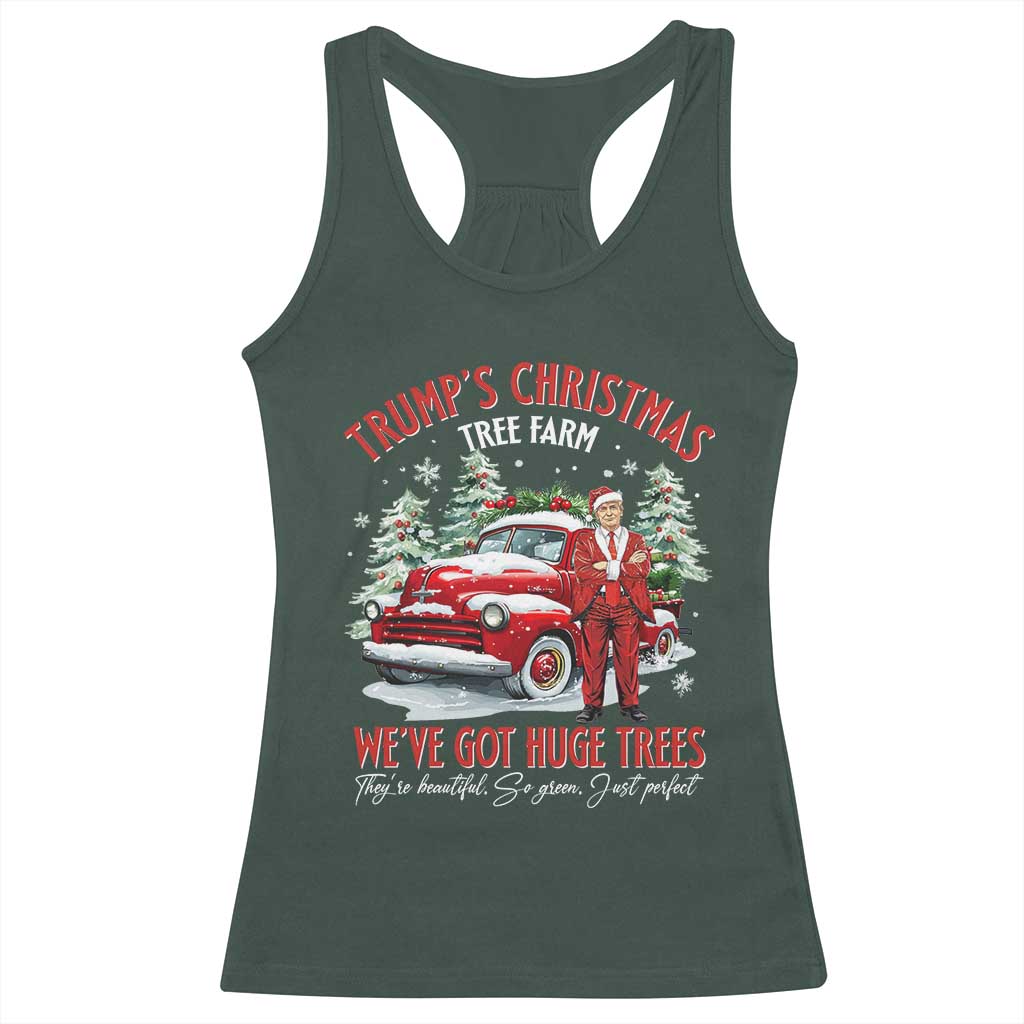 Funny Trump Christmas Tree Farm Racerback Tank Top Make Xmas Great Again TS10 Dark Forest Green Print Your Wear