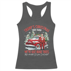Funny Trump Christmas Tree Farm Racerback Tank Top Make Xmas Great Again TS10 Dark Heather Print Your Wear