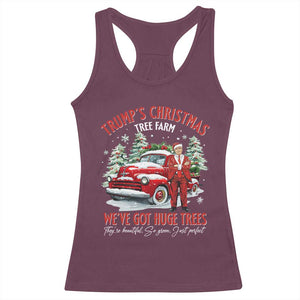 Funny Trump Christmas Tree Farm Racerback Tank Top Make Xmas Great Again TS10 Maroon Print Your Wear