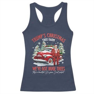 Funny Trump Christmas Tree Farm Racerback Tank Top Make Xmas Great Again TS10 Navy Print Your Wear