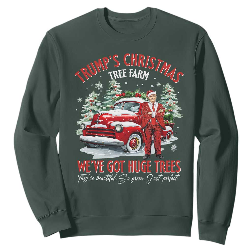 Funny Trump Christmas Tree Farm Sweatshirt Make Xmas Great Again TS10 Dark Forest Green Print Your Wear