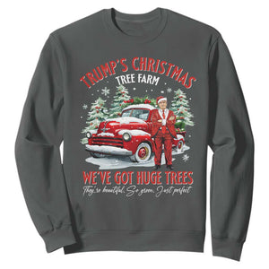 Funny Trump Christmas Tree Farm Sweatshirt Make Xmas Great Again TS10 Dark Heather Print Your Wear