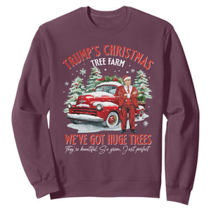 Funny Trump Christmas Tree Farm Sweatshirt Make Xmas Great Again TS10 Maroon Print Your Wear