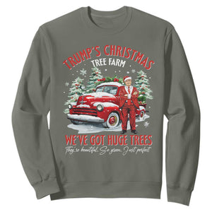 Funny Trump Christmas Tree Farm Sweatshirt Make Xmas Great Again TS10 Military Green Print Your Wear