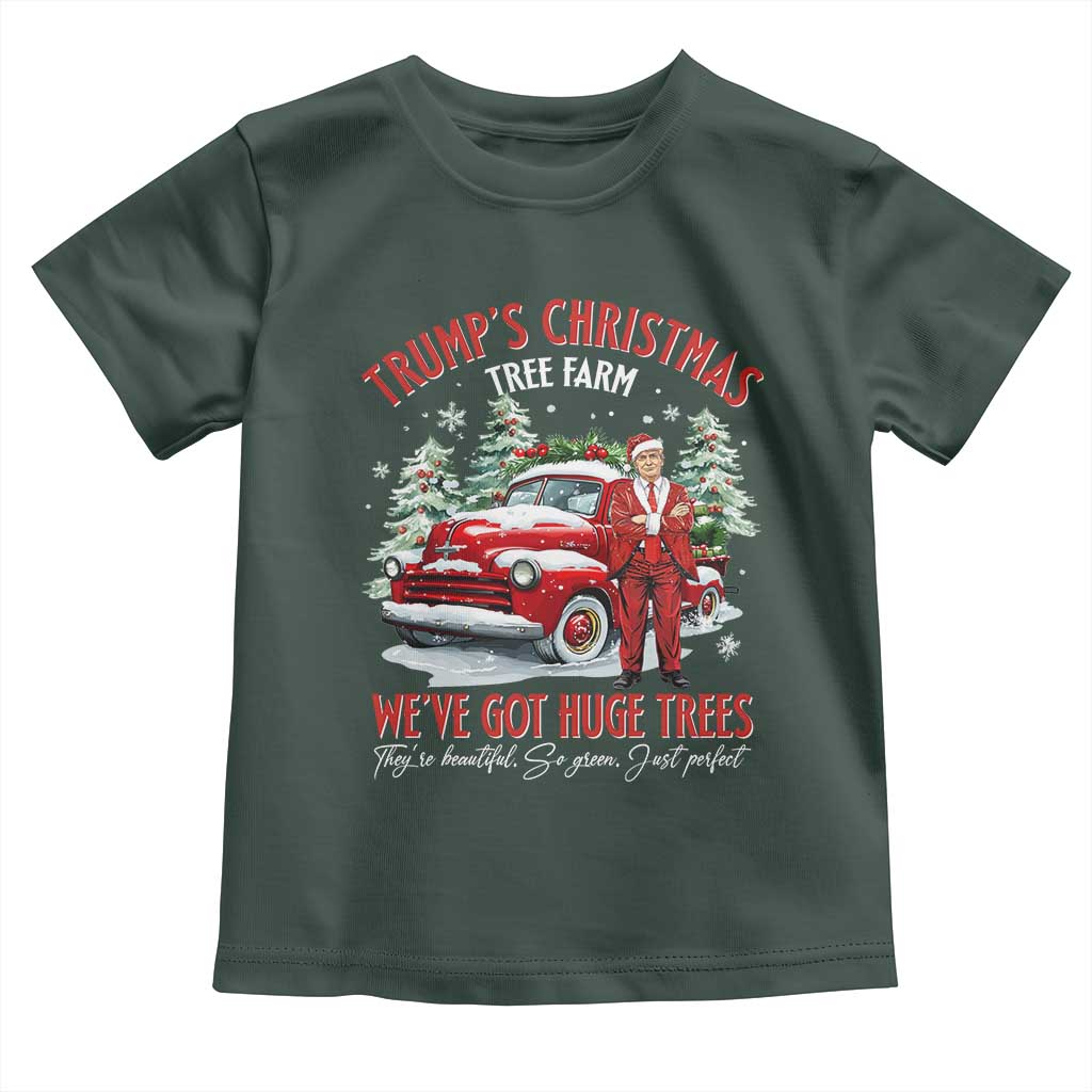 Funny Trump Christmas Tree Farm Toddler T Shirt Make Xmas Great Again TS10 Dark Forest Green Print Your Wear