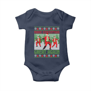 Funny Trump Christmas Baby Onesie Make Xmas Great Again Ugly Sweater Santa Trump Dance Pajamas TS10 Navy Print Your Wear
