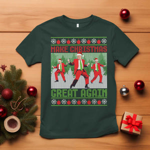 Funny Trump Christmas T Shirt Make Xmas Great Again Ugly Sweater Santa Trump Dance Pajamas TS10 Dark Forest Green Print Your Wear