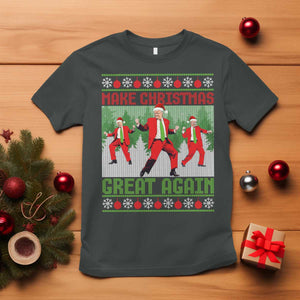 Funny Trump Christmas T Shirt Make Xmas Great Again Ugly Sweater Santa Trump Dance Pajamas TS10 Dark Heather Print Your Wear