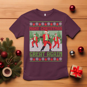 Funny Trump Christmas T Shirt Make Xmas Great Again Ugly Sweater Santa Trump Dance Pajamas TS10 Maroon Print Your Wear