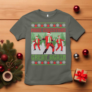 Funny Trump Christmas T Shirt Make Xmas Great Again Ugly Sweater Santa Trump Dance Pajamas TS10 Military Green Print Your Wear