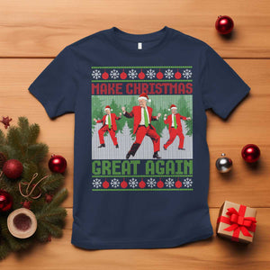 Funny Trump Christmas T Shirt Make Xmas Great Again Ugly Sweater Santa Trump Dance Pajamas TS10 Navy Print Your Wear
