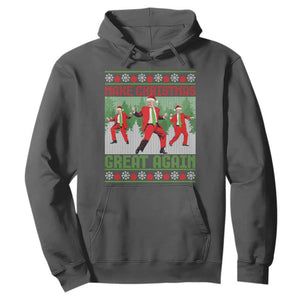 Funny Trump Christmas Hoodie Make Xmas Great Again Ugly Sweater Santa Trump Dance Pajamas TS10 Dark Heather Print Your Wear