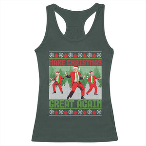 Funny Trump Christmas Racerback Tank Top Make Xmas Great Again Ugly Sweater Santa Trump Dance Pajamas TS10 Dark Forest Green Print Your Wear