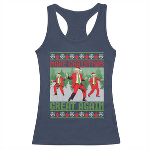 Funny Trump Christmas Racerback Tank Top Make Xmas Great Again Ugly Sweater Santa Trump Dance Pajamas TS10 Navy Print Your Wear