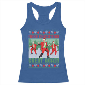 Funny Trump Christmas Racerback Tank Top Make Xmas Great Again Ugly Sweater Santa Trump Dance Pajamas TS10 Royal Blue Print Your Wear