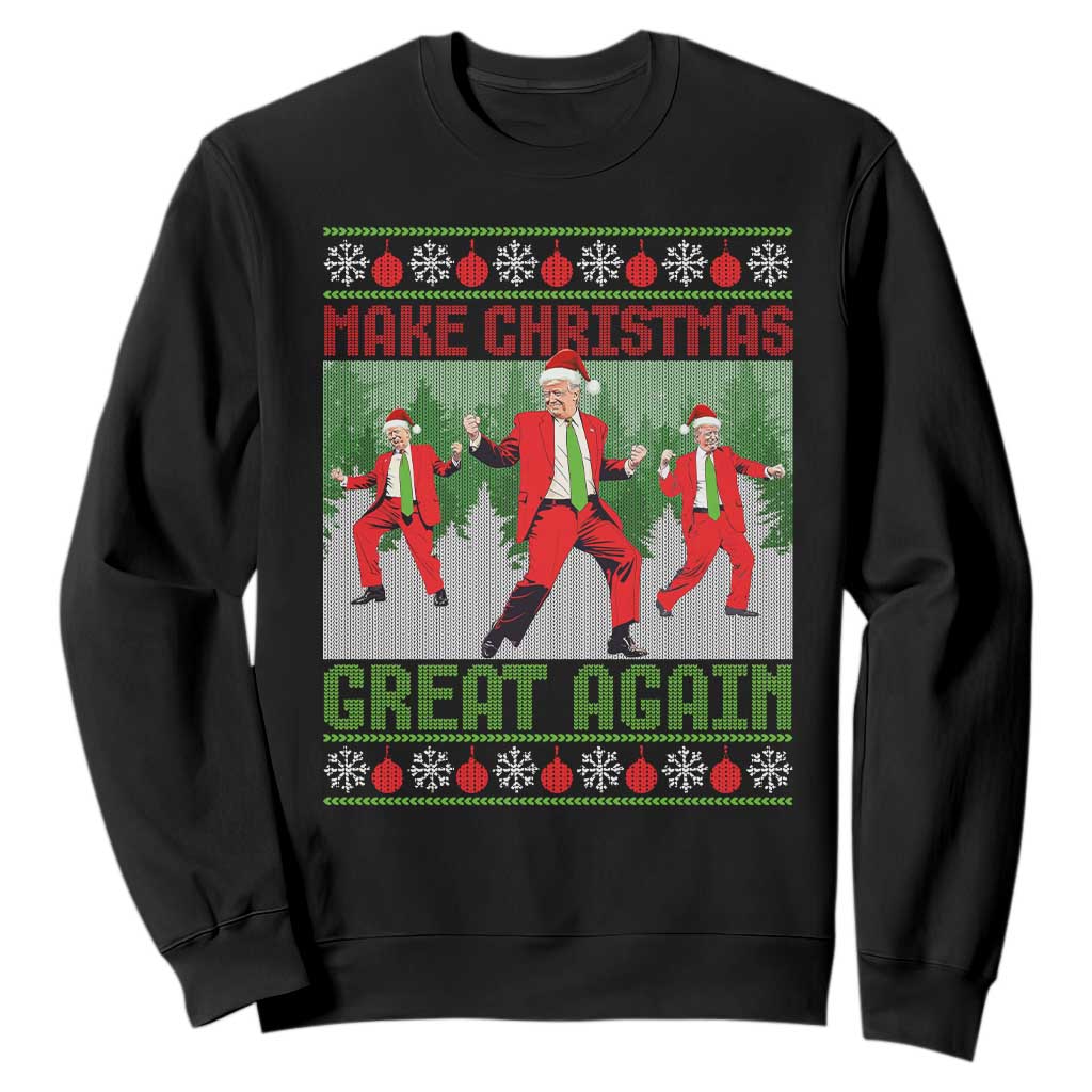 Funny Trump Christmas Sweatshirt Make Xmas Great Again Ugly Sweater Santa Trump Dance Pajamas TS10 Black Print Your Wear