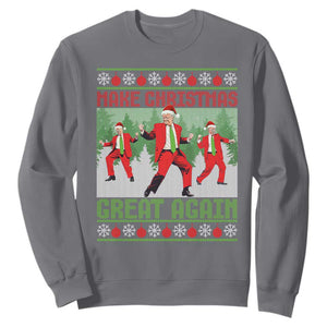 Funny Trump Christmas Sweatshirt Make Xmas Great Again Ugly Sweater Santa Trump Dance Pajamas TS10 Charcoal Print Your Wear