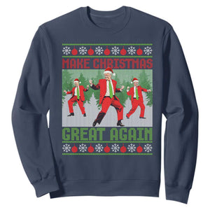 Funny Trump Christmas Sweatshirt Make Xmas Great Again Ugly Sweater Santa Trump Dance Pajamas TS10 Navy Print Your Wear