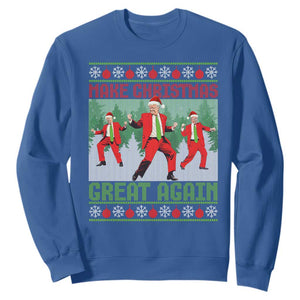 Funny Trump Christmas Sweatshirt Make Xmas Great Again Ugly Sweater Santa Trump Dance Pajamas TS10 Royal Blue Print Your Wear