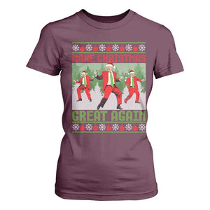 Funny Trump Christmas T Shirt For Women Make Xmas Great Again Ugly Sweater Santa Trump Dance Pajamas TS10 Maroon Print Your Wear