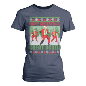 Funny Trump Christmas T Shirt For Women Make Xmas Great Again Ugly Sweater Santa Trump Dance Pajamas TS10 Navy Print Your Wear