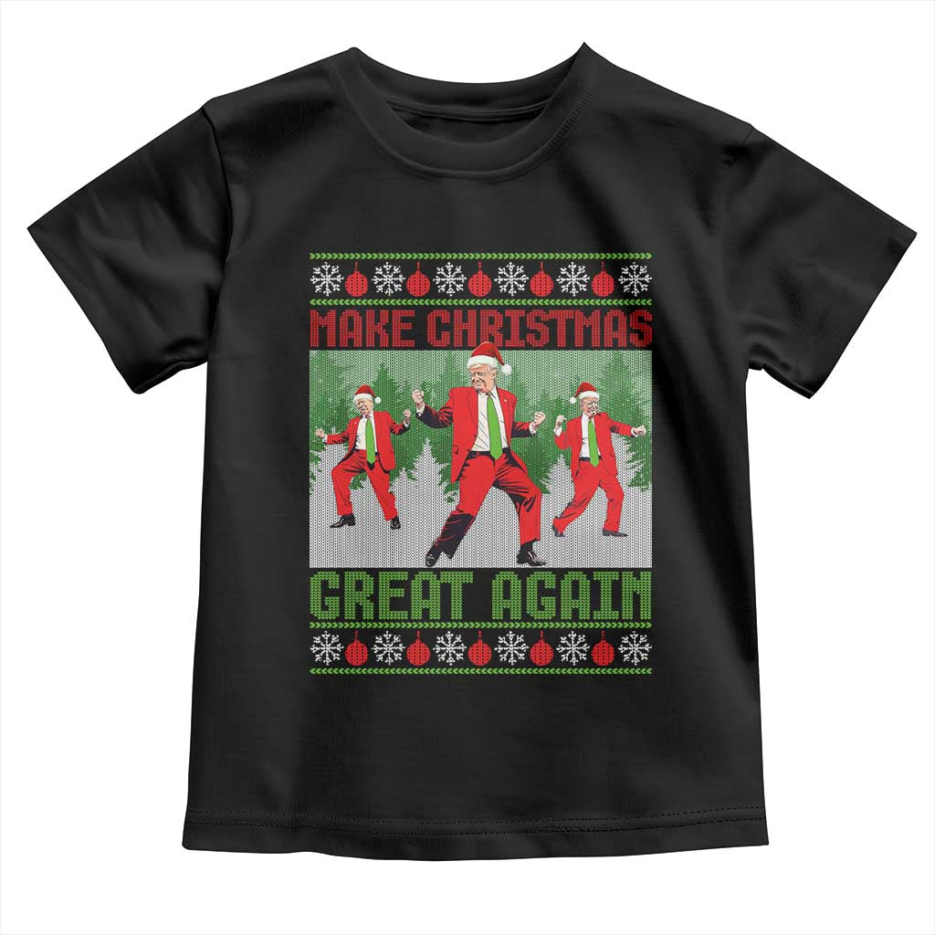 Funny Trump Christmas Toddler T Shirt Make Xmas Great Again Ugly Sweater Santa Trump Dance Pajamas TS10 Black Print Your Wear