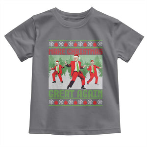 Funny Trump Christmas Toddler T Shirt Make Xmas Great Again Ugly Sweater Santa Trump Dance Pajamas TS10 Charcoal Print Your Wear
