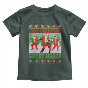Funny Trump Christmas Toddler T Shirt Make Xmas Great Again Ugly Sweater Santa Trump Dance Pajamas TS10 Dark Forest Green Print Your Wear