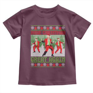 Funny Trump Christmas Toddler T Shirt Make Xmas Great Again Ugly Sweater Santa Trump Dance Pajamas TS10 Maroon Print Your Wear