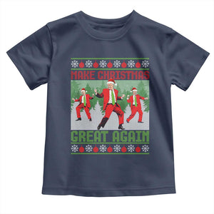 Funny Trump Christmas Toddler T Shirt Make Xmas Great Again Ugly Sweater Santa Trump Dance Pajamas TS10 Navy Print Your Wear