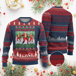 Funny Trump Ugly Christmas Sweater Make Xmas Great Again Ugly Sweater Santa Trump Dance Pajamas TS10 Burgundy Print Your Wear