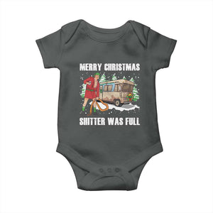 Funny Christmas Trump Baby Onesie Shitter Was Full Ugly Xmas TS10 Dark Heather Print Your Wear