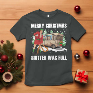 Funny Christmas Trump T Shirt Shitter Was Full Ugly Xmas TS10 Dark Heather Print Your Wear