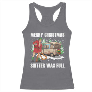 Funny Christmas Trump Racerback Tank Top Shitter Was Full Ugly Xmas TS10 Charcoal Print Your Wear