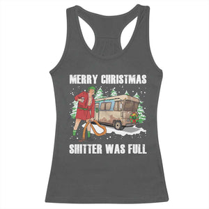 Funny Christmas Trump Racerback Tank Top Shitter Was Full Ugly Xmas TS10 Dark Heather Print Your Wear