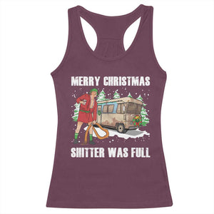 Funny Christmas Trump Racerback Tank Top Shitter Was Full Ugly Xmas TS10 Maroon Print Your Wear
