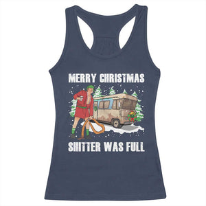 Funny Christmas Trump Racerback Tank Top Shitter Was Full Ugly Xmas TS10 Navy Print Your Wear