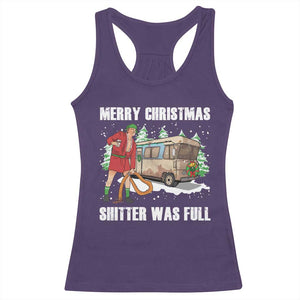 Funny Christmas Trump Racerback Tank Top Shitter Was Full Ugly Xmas TS10 Purple Print Your Wear